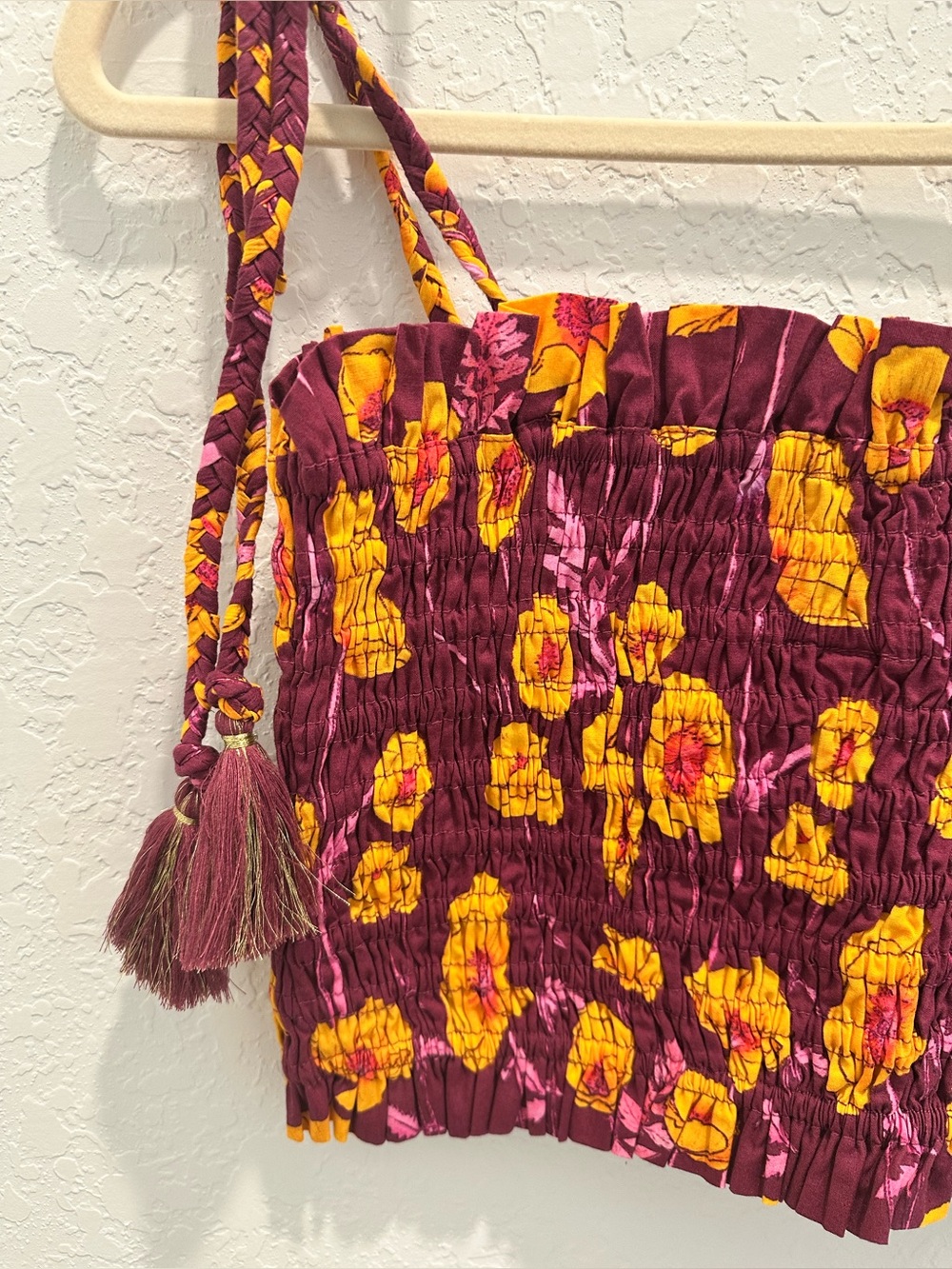 NWOT Coniglio Palm Beach Smocked Floral Crop Top - Picture 3 of 8